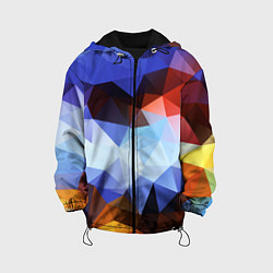 Куртка с капюшоном детская Абстрактный цветной узор из треугольников Abstract, цвет: 3D-черный