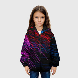 Куртка с капюшоном детская Цветные неоновые линии на чёрном фоне Colored neon, цвет: 3D-черный — фото 2