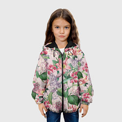 Куртка с капюшоном детская Цветы Розовые Лилии и Сирень, цвет: 3D-черный — фото 2