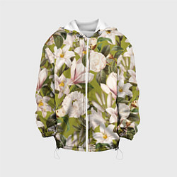 Куртка с капюшоном детская Цветы Лилии и Астры, цвет: 3D-белый