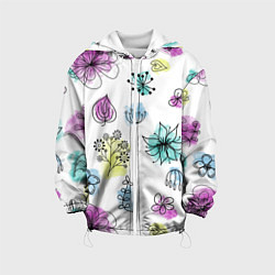 Детская куртка Абстрактные цветы на акварельном фоне