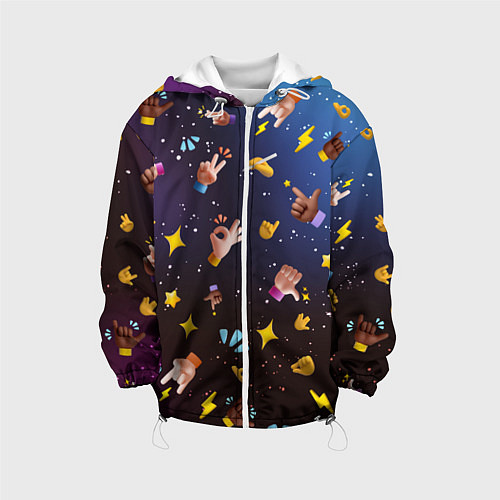 Детская куртка Смайлики-руки 3D Emoji Hands / 3D-Белый – фото 1