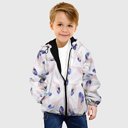 Куртка с капюшоном детская Разноцветные Падающие Перья, цвет: 3D-черный — фото 2