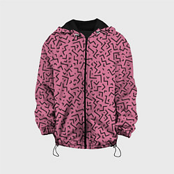 Куртка с капюшоном детская Минималистический паттерн на розовом фоне, цвет: 3D-черный