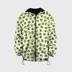 Куртка с капюшоном детская Смешное авокадо на белом фоне, цвет: 3D-черный