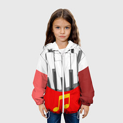 Куртка с капюшоном детская Клавиши фортепиано как картошка фри, цвет: 3D-белый — фото 2