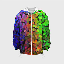 Куртка с капюшоном детская Яркая палитра красок - блики, цвет: 3D-белый