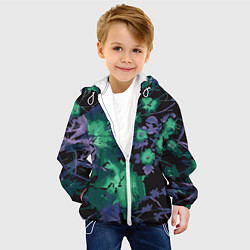 Куртка с капюшоном детская Цветочная авангардная композиция, цвет: 3D-белый — фото 2