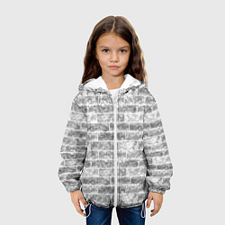 Куртка с капюшоном детская Серая кирпичная стена стиль лофт, цвет: 3D-белый — фото 2