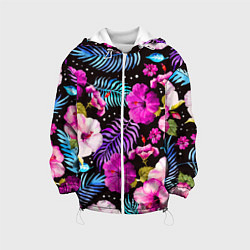 Куртка с капюшоном детская Floral pattern Summer night Fashion trend, цвет: 3D-белый