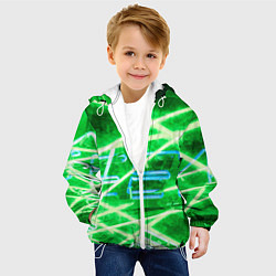 Куртка с капюшоном детская Неоновые лучи и буквы - Зелёный, цвет: 3D-белый — фото 2