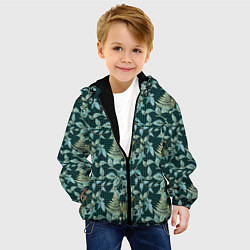 Куртка с капюшоном детская Листья в 3D абстракция, цвет: 3D-черный — фото 2