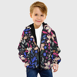 Куртка с капюшоном детская Цветы Красочные Лилии В Саду, цвет: 3D-черный — фото 2
