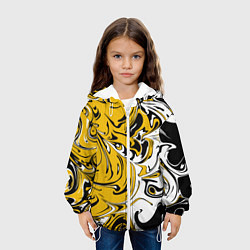 Куртка с капюшоном детская Черно-желтые разводы, цвет: 3D-белый — фото 2