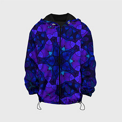 Куртка с капюшоном детская Калейдоскоп -геометрический сине-фиолетовый узор, цвет: 3D-черный