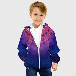Куртка с капюшоном детская Розово-синий круглый орнамент калейдоскоп, цвет: 3D-белый — фото 2
