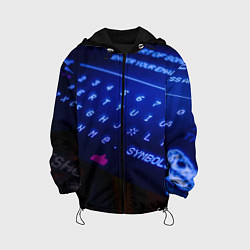 Куртка с капюшоном детская Неоновая клавиатура - Синий, цвет: 3D-черный