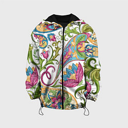 Куртка с капюшоном детская Fashionable floral Oriental pattern Summer 2025, цвет: 3D-черный
