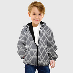 Куртка с капюшоном детская Белые неоновые соты, цвет: 3D-черный — фото 2