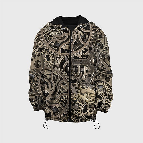 Детская куртка Ажурный узор из металлических шестерёнок в стиле С / 3D-Черный – фото 1