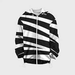 Куртка с капюшоном детская Зебра чёрные и белые полосы, цвет: 3D-белый