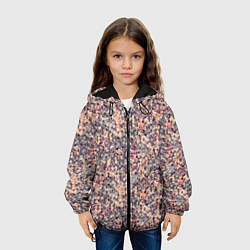Куртка с капюшоном детская Геометрический сетчатый узор Коралловый, коричневы, цвет: 3D-черный — фото 2
