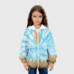Куртка с капюшоном детская Славянская тай-дай рубаха, цвет: 3D-белый — фото 2