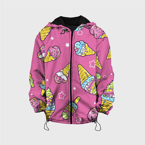 Детская куртка Разноцветное Мороженое Со Звёздочками / 3D-Черный – фото 1