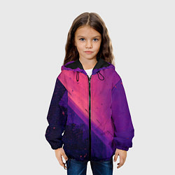Куртка с капюшоном детская Неоновая пыль и лучи - Тёмно-розовый, цвет: 3D-черный — фото 2