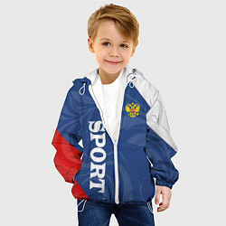 Куртка с капюшоном детская СПРТИВНАЯ РОССИЯ - ФЛАГ - ГЕРБ, цвет: 3D-белый — фото 2