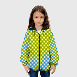 Куртка с капюшоном детская Квадратики паттерн, цвет: 3D-черный — фото 2