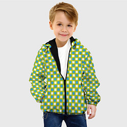Куртка с капюшоном детская Квадратики паттерн, цвет: 3D-черный — фото 2