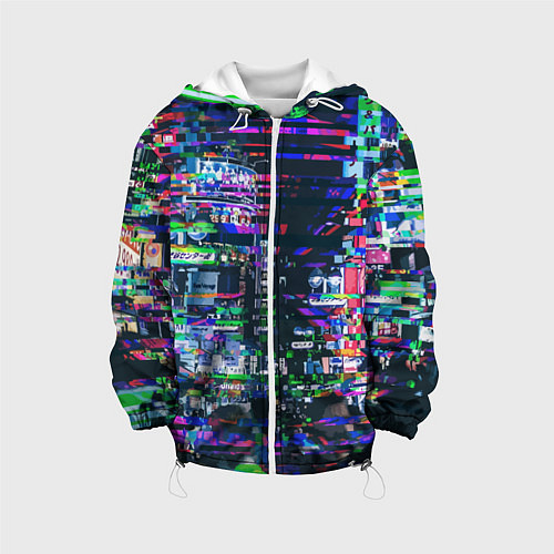Детская куртка Ночной город - glitch / 3D-Белый – фото 1