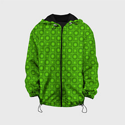 Куртка с капюшоном детская Зеленые круги и ромбы, цвет: 3D-черный