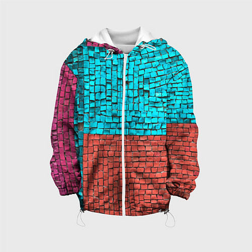 Детская куртка Каменно-кирпичная броня - Оранжевый / 3D-Белый – фото 1