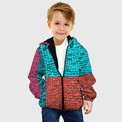 Куртка с капюшоном детская Каменно-кирпичная броня - Оранжевый, цвет: 3D-черный — фото 2