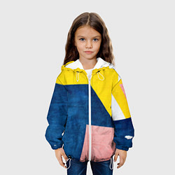 Куртка с капюшоном детская Абстрактный набор геометрических фигур - Жёлтый, цвет: 3D-белый — фото 2