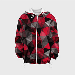 Куртка с капюшоном детская Красно-серый геометрический, цвет: 3D-белый