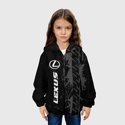 Куртка с капюшоном детская Lexus speed на темном фоне со следами шин: по-верт, цвет: 3D-черный — фото 2