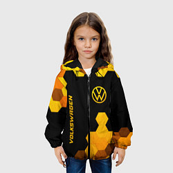 Куртка с капюшоном детская Volkswagen - gold gradient: символ и надпись верти, цвет: 3D-черный — фото 2