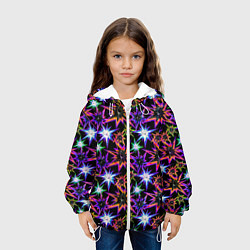 Куртка с капюшоном детская Неоновые звезды на черном, цвет: 3D-белый — фото 2