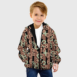 Куртка с капюшоном детская Коричневый узор Математика темный фон, цвет: 3D-черный — фото 2