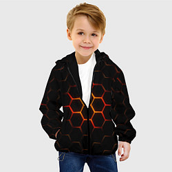 Куртка с капюшоном детская Раскалённые соты - текстура, цвет: 3D-черный — фото 2