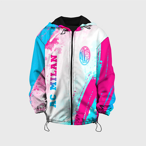 Детская куртка AC Milan neon gradient style: символ и надпись вер / 3D-Черный – фото 1