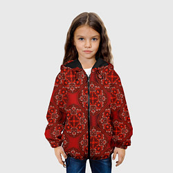 Куртка с капюшоном детская Красные абстрактные круглые узоры, цвет: 3D-черный — фото 2
