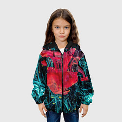 Куртка с капюшоном детская Абстрактный всплеск розовой и голубой красок, цвет: 3D-черный — фото 2