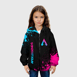 Куртка с капюшоном детская Apex Legends - neon gradient: символ и надпись вер, цвет: 3D-черный — фото 2