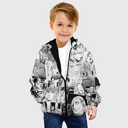 Куртка с капюшоном детская Волна слушай меня паттерн, цвет: 3D-черный — фото 2