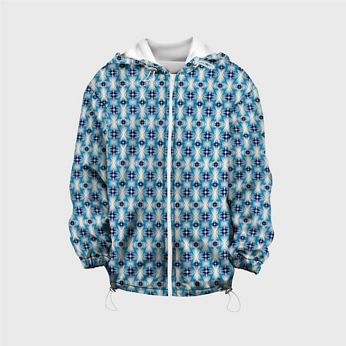 Детская куртка Сине-белый геометрический икат узор / 3D-Белый – фото 1