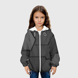 Куртка с капюшоном детская Черные геометрические фигуры в трехмерном простран, цвет: 3D-белый — фото 2